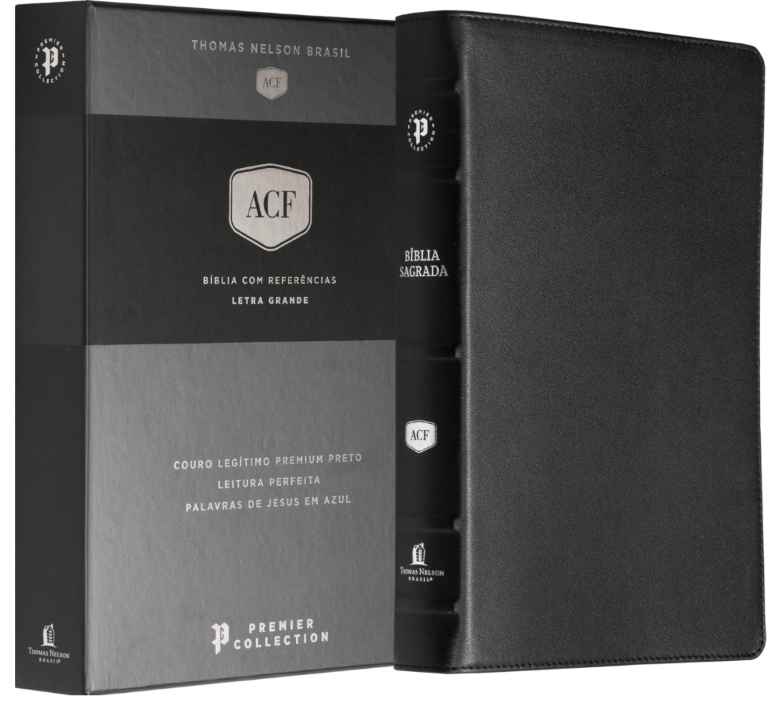 Bíblia ACF, Couro legítimo preto, Letra grande, Leitura Perfeita